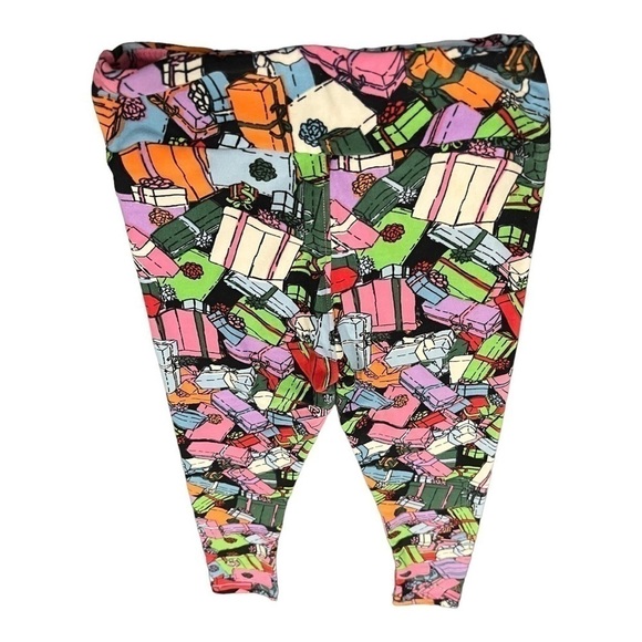 LulaRoe leggings with multi color presents all over them girls size S/Medium. - Picture 3 of 4